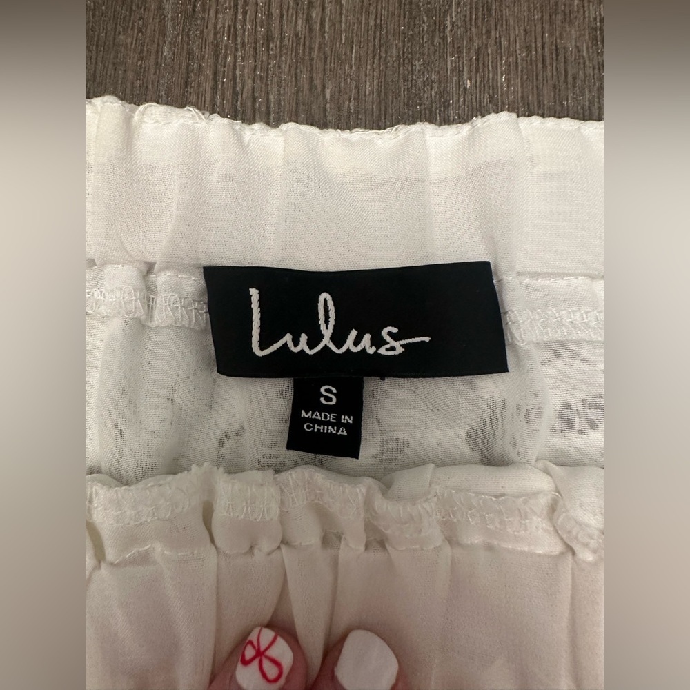 LULUS WHITE / CREAM LACE OFF THE SHOULDER TOP - Size Small SKU:7 - Picture 3 of 6